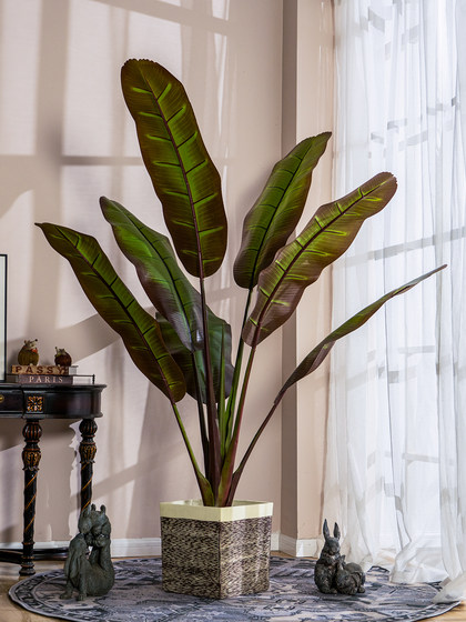 Large Artificial Banana Tree Tropical Broad-Leaf Plant Bonsai Indoor Shopping Mall Simulated Green Plant Landscaping Decoration Ornament