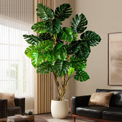 Medieval-Style Simulated Green Plant Monstera Indoor Living Room Floor-Standing Potted Plant Artificial Plant Fake Tree Landscaping Decoration Ornament