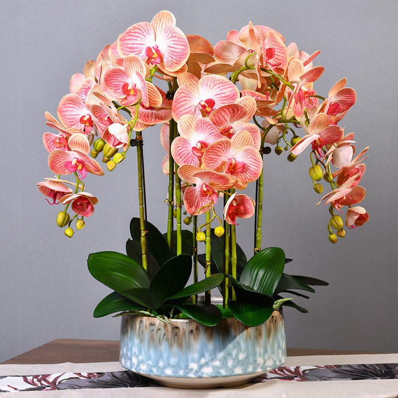 Butterfly Lan Emulation Floral Drawing Room Furnishing Dining Table Swing Piece Indoor Fake Flowers Decoration Potted Plastic TV Cabinet