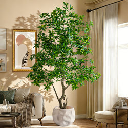 Artificial Greenery Tree with Hanging Bells, Indoor Living Room Display, Window Decoration, Simulated Green Plant Potted Plant, Floor-Standing Ornament, Artificial Plant Landscaping