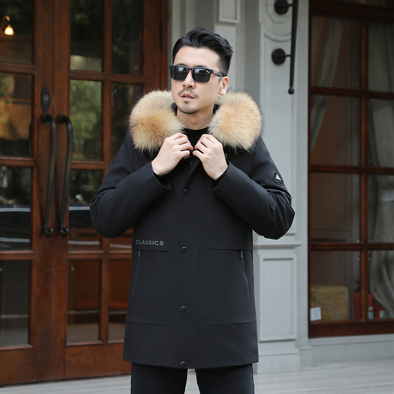 Parka Shell Jacket for Men 2023 New Model Detachable and Replaceable Outer Coat Winter Korean Style Mid-Length Single Purchase Fur Coat Outer Shell