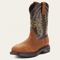 European and American square toe steel toe waterproof cowhide riding boots riding cowhide embroidered Mongolian boots