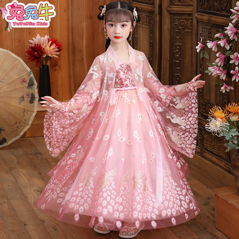 Children's Hanfu costume girls summer Chinese style new original super fairy short-sleeved dress girl improved Tang dress