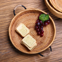  Rattan fruit basket Fruit plate fruit basket Bamboo woven wooden basket Hotel living room refreshment snacks storage bread basket Household