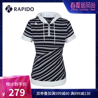 RAPIDO Hàn Quốc Samsung Summer Women Sọc Slim Thể thao Áo sơ mi cộc tay giản dị CP7342P04 - Áo polo thể thao áo thun nam có cổ polo