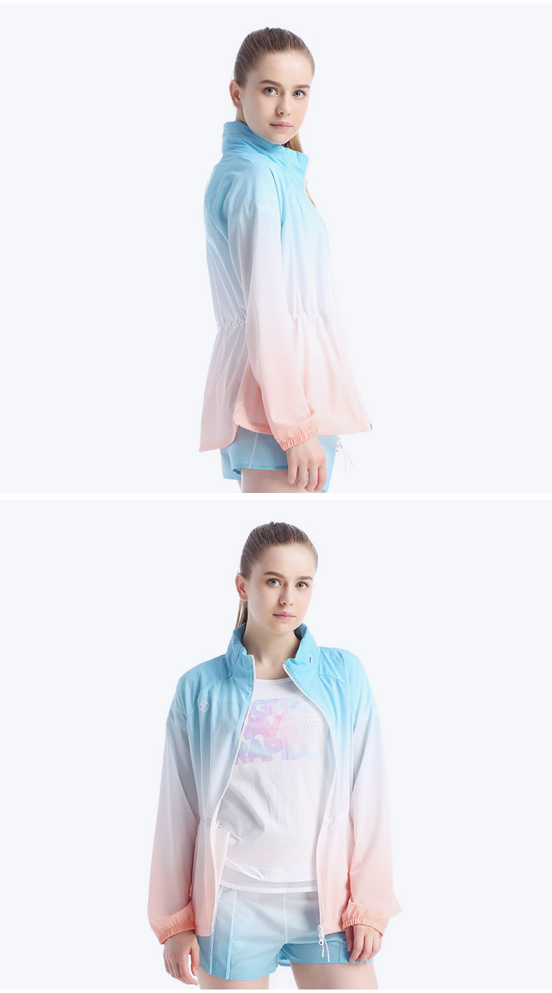 RAPIDO Ramp Summer lady gradient giản dị Slim thoáng khí dài thể thao trench coat quần áo da phụ nữ - Áo gió thể thao áo gió cho bé