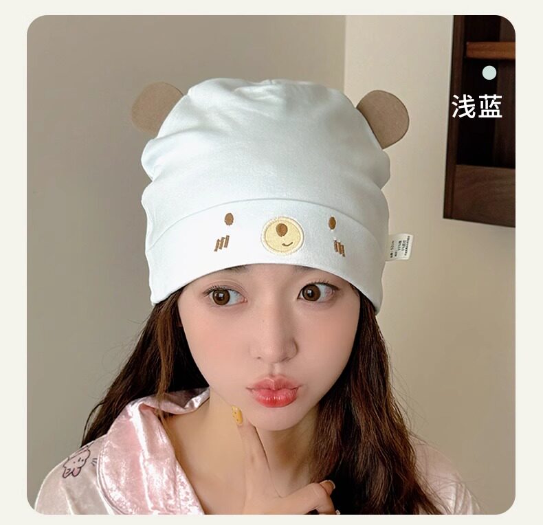 坐月子帽四季款纯棉a类大头围可爱春夏薄款产妇防风孕妇产后外出 — 13
