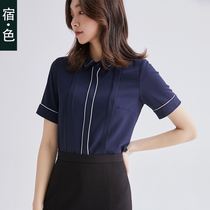 Sue · color shirt Womens 2019 summer new business wear short sleeve foreign chiffon shirt overalls