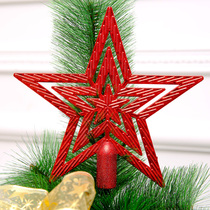 Christmas Decorations Red Tree Top Star Striped Pentagram Red Christmas Tree Accessories Hanging Accessories Solid Stars 15cm