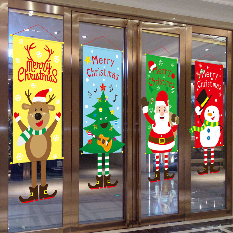 Christmas decoration Hanging Snowman Non-woven poster Hanging painting Pendant Hanging flag hanging shop scene decoration supplies