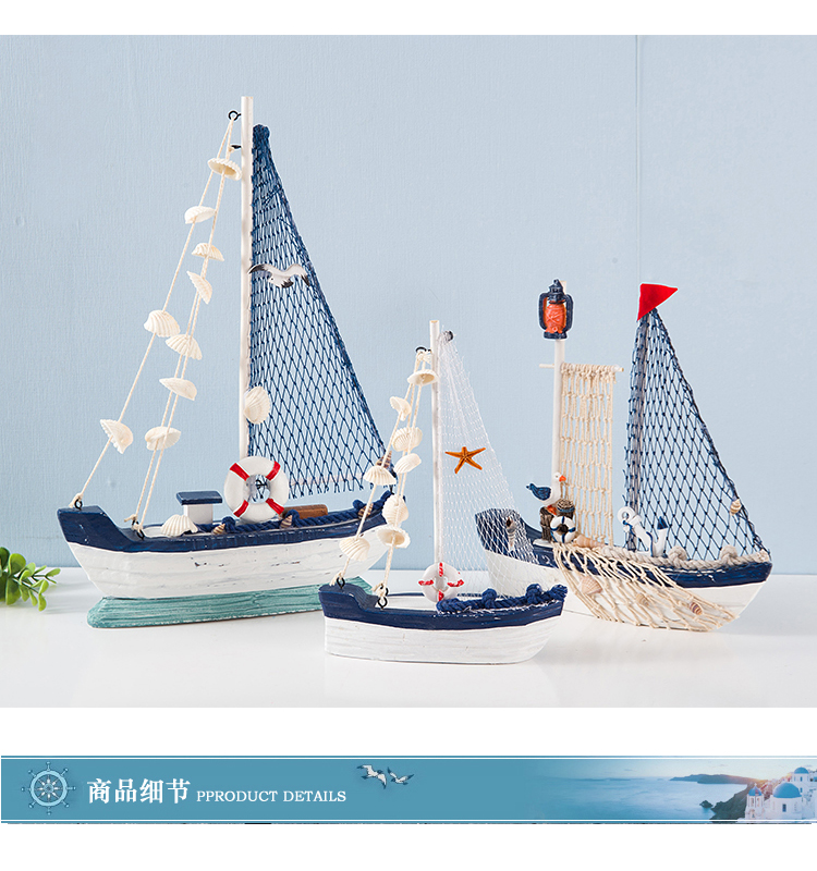 Phong cách Địa Trung Hải sáng tạo trang trí nội thất đồ gỗ Mô hình thuyền buồm nhỏ đồ trang trí thủ công thuyền gỗ - Trang trí nội thất thiết kế spa mini tại nhà