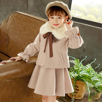 Girls coat 2021 new foreign-style princess childrens woolen coat tweed in autumn and winter thick Korean version of tide