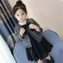 Girl woolen coat 2021 Spring Autumn plus cotton foreign coat autumn winter fashion children Princess Korean two-piece set