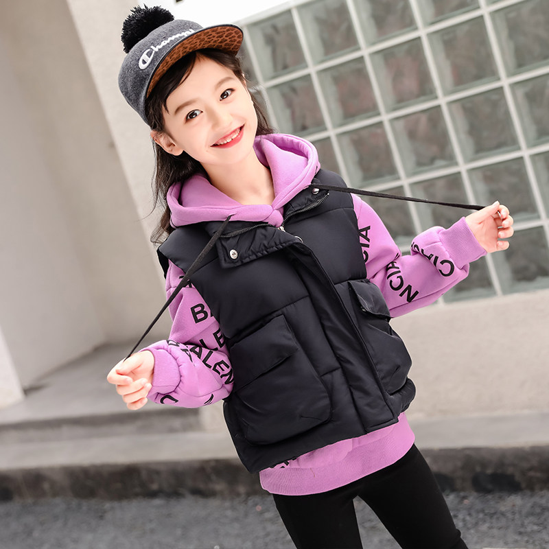 Girl's thick T-shirt Machia suit 2020 Winter's new Korean version of the girl's dress The girl thickens two sets