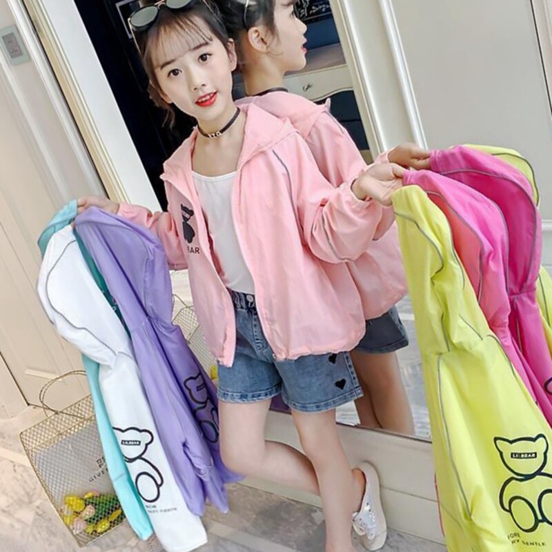 Girls' sun protection clothing thin section summer 2022 new foreign style children's air-conditioning shirt coat in the big children's breathable sun protection clothing