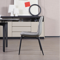 Italian minimalist dining chair leather dining chair modern simple leather book chair home designer backrest soft bag