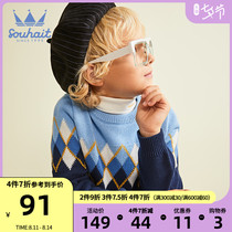 Water boy childrens clothing boys  line clothing 2021 winter new comfortable soft and breathable round neck pullover warm cotton top tide