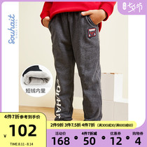 Water boy childrens clothing pants boys plus velvet knitted trousers winter comfortable soft warm casual pants sports pants thick