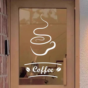 Creative, Simple and Stylish Hand-Painted Coffee Cup, Cafe, Milk Tea Shop, Window Glass Door Glass Sticker Decorative Painting