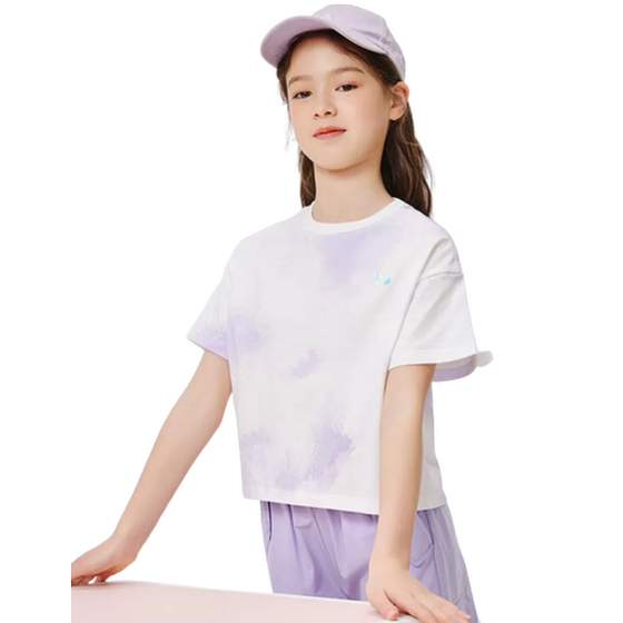 
Balabala girls short-sleeved T-shirt for mid-large children's striped quick-drying clothes for children's half-sleeved tops for summer new children's clothing 8