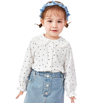 Balabala girl's trendy long-sleeved shirt with full printed tops