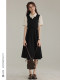 [3inch Lotus Root] Summer Postgraduate Entrance Examination Re-Examination Short-Sleeved Dress Female Preppy Style Black Teaching Shirt Skirt Waist