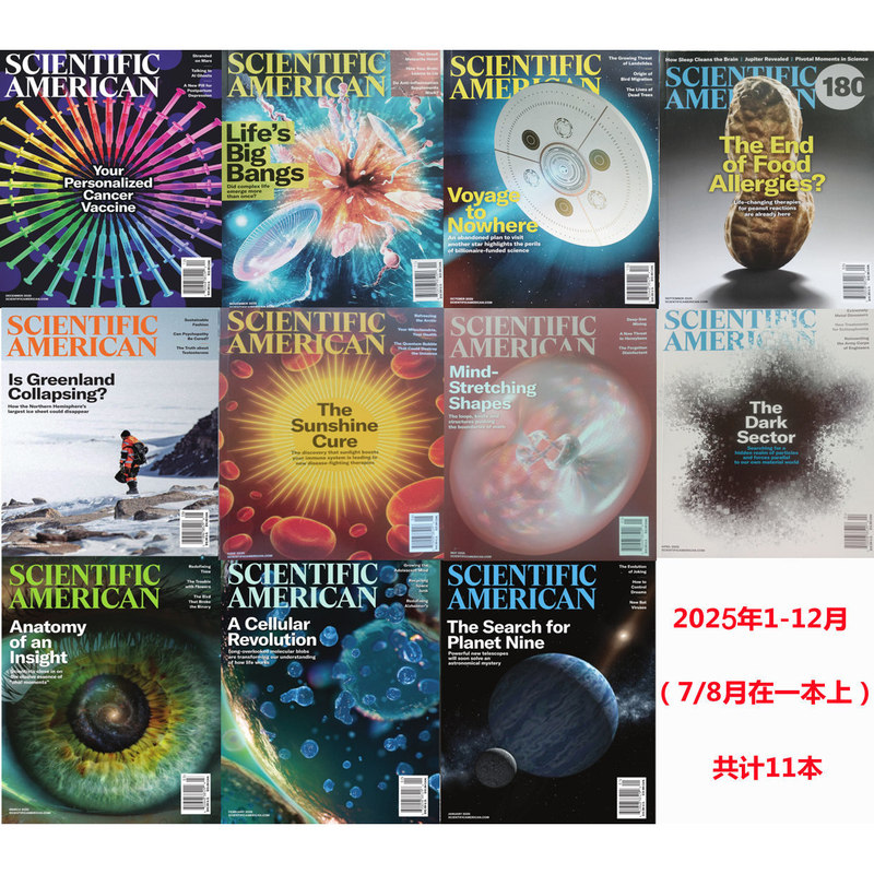 Scientific American Scientific American January to December 2025 Bundle Scientific American Magazine American Magazine Science Popularization Magazine