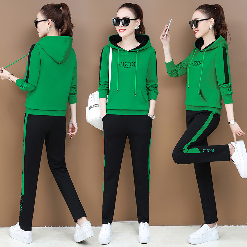 361 sports suit women's autumn hooded sweatshirt long-sleeved pullover Korean version of Jordano casual sportswear two-piece set