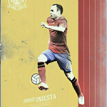 European Cup souvenir gift bar restaurant decoration Spanish team Iniesta retro poster (with photo frame