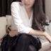 Thiết kế gợi cảm lụa v cổ áo sơ mi lụa trắng phụ nữ áo sơ mi dài tay áo 2018 mùa xuân mới lỏng lẻo mẫu sơ mi nữ đẹp Áo sơ mi dài tay