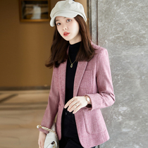 Wool small suit autumn and winter new high-end temperament herringbone pattern suit jacket small man Short woolen coat female