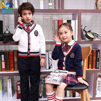 Lanyang Bebe Spring Autumn Elementary School Childrens School Uniforms College Wind Knit 3 Suits for the Costume Kindergarten Garden Clothes