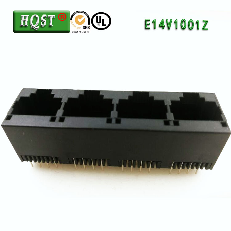 RJ45 network socket 52 type 16 long non-screen full plastic without lamp 1*4 four water crystal head socket female seat network interface