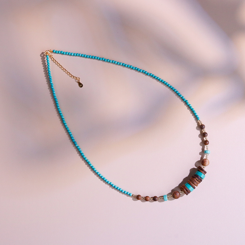 Hainan Agarwood Turquoise Necklace for Women, Niche Design, High-End Exquisite Neck Jewelry, Ethnic Style, Simple Clavicle Chain