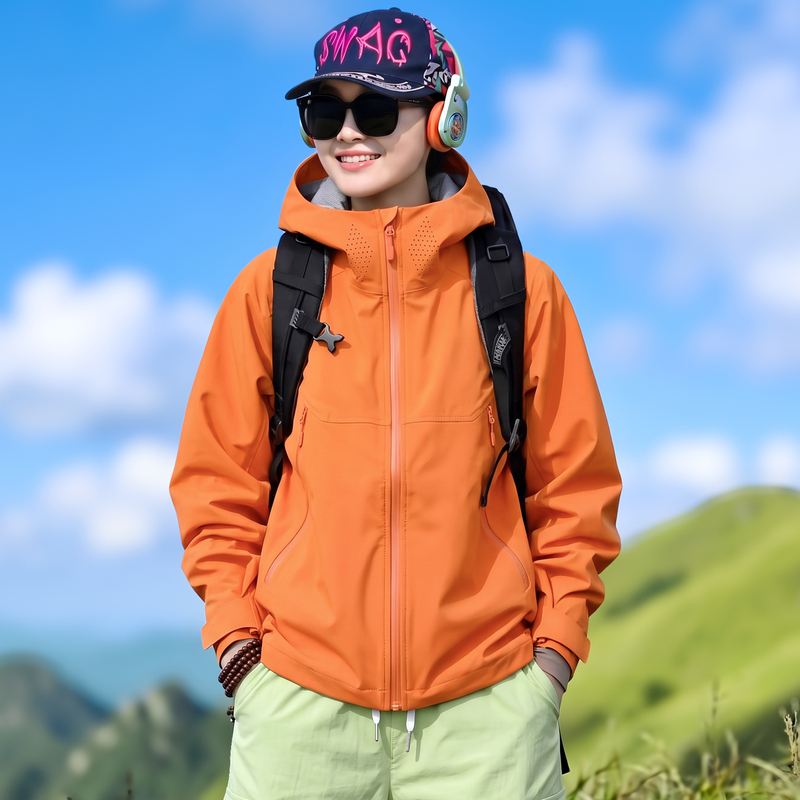 Spring and Autumn Outdoor Jacket for Women 2026 New Style Hooded Windproof and Waterproof Hiking Single-Layer Mountaineering Jacket Spring and Autumn Outdoor Jacket for Women 2026 New Style Hooded Windproof and Waterproof Hiking Single-Layer Mountaineering Jacket