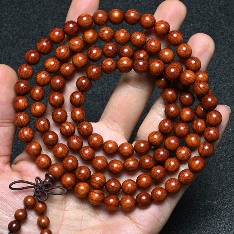 Authentic small leaf red sandalwood hand string hand chain for men and women lovers jewelry Mahogany red sandalwood Buddha beads 108 pieces