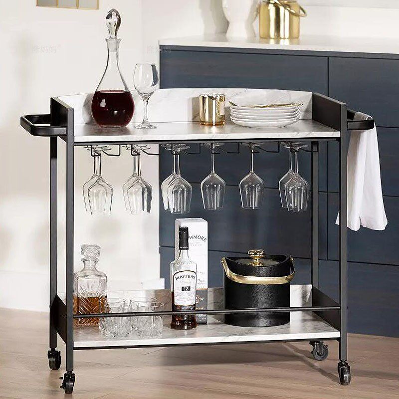 Marble dining car wooden steak cart cut meat cafeteria cafeteria house with red wine iron car