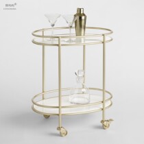 Champagne gold marble dining car metal trolley office bathroom rack cocktail Oval iron dining car