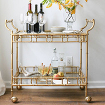 Creative hotel front desk shelf retro bar wine truck American loft Cafe Golden dining cart