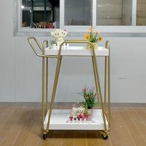 Villa trolley silent dining car mobile commercial trolley storage tea car solid wood metal restaurant rack
