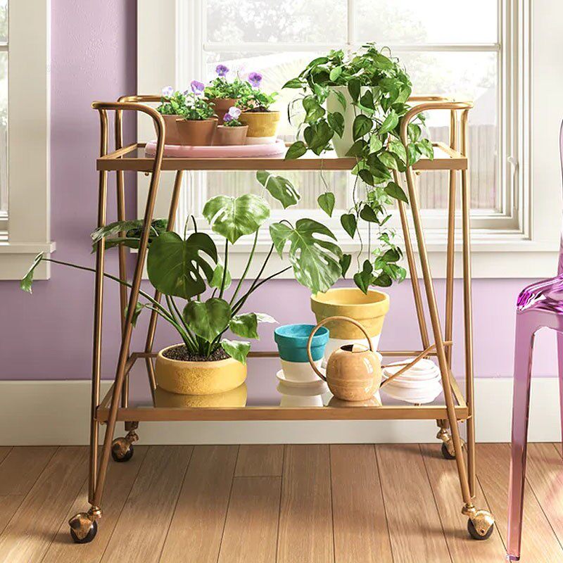 Golden wrought iron dining car hotel dining room wine truck mobile ktv dessert merchant household beverage marble trolley