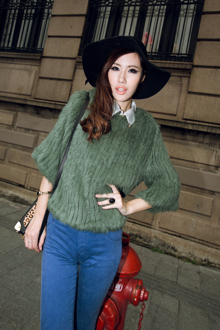 Off-mùa giải phóng mặt bằng Haining new bất rabbit fur dệt fur coat ngắn mùa thu và mùa đông nữ fur áo thun da cỏ áo khoác mũ lông nữ