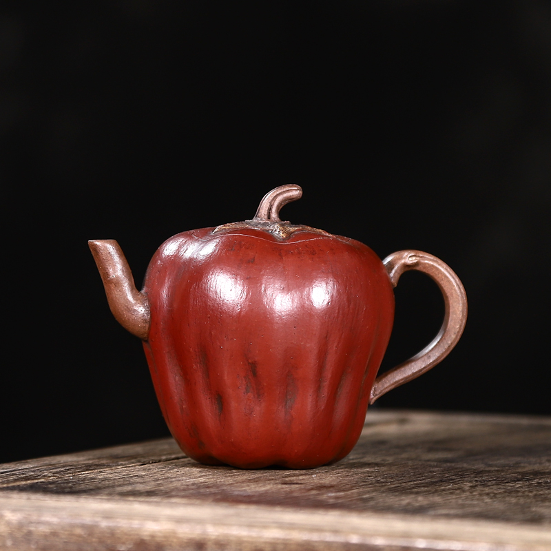 Zisha old pot Chen Mingyuan all handmade Taiwan return pot Ming and Qing Dynasty famous family Single hole old red mud green pepper pot