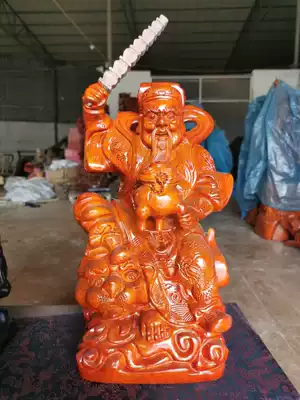 Rosewood Zhao Gongming solid wood carving Wu Caishen living room home offering god statue ornaments mahogany decoration craft gift decoration