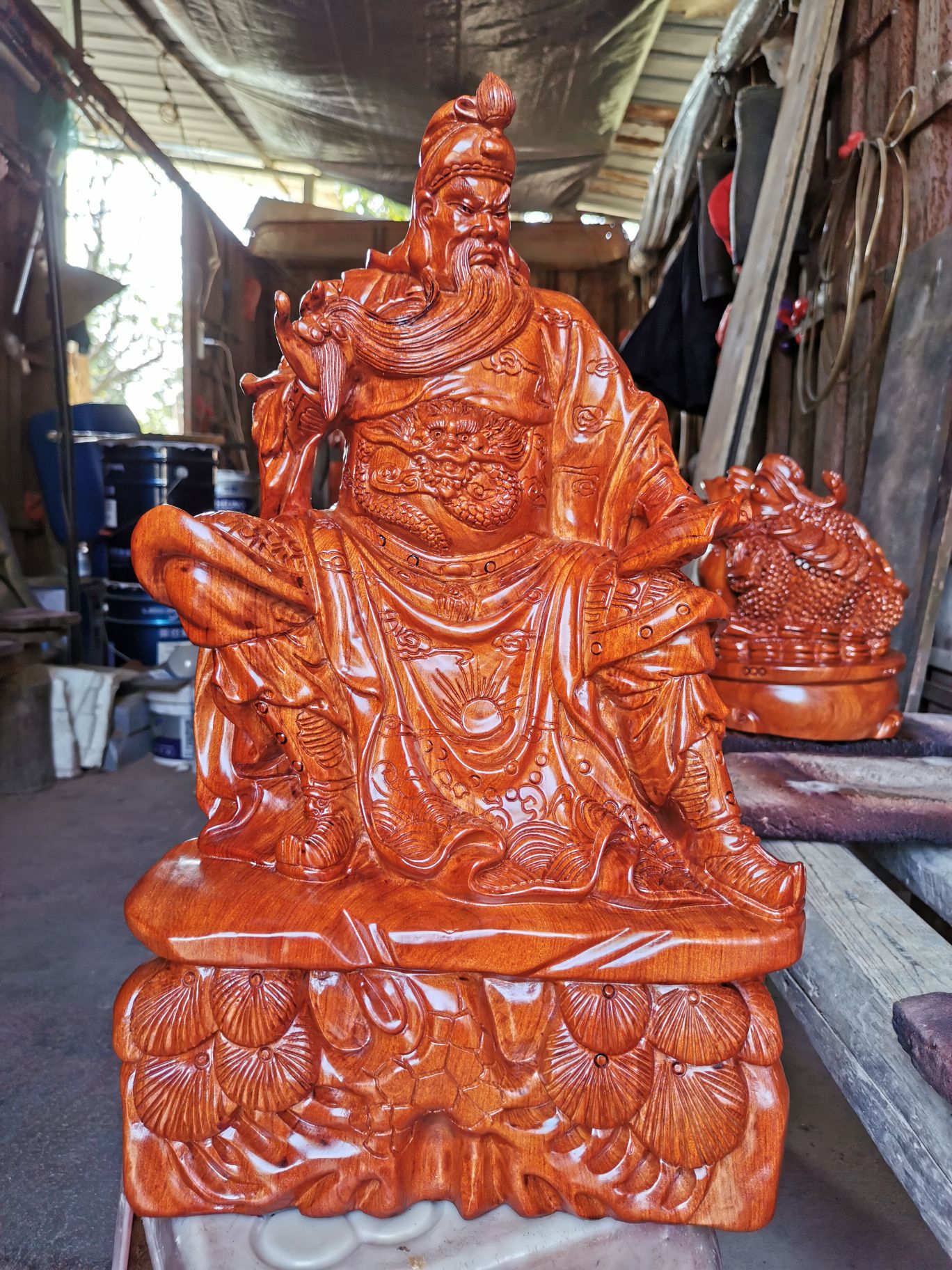 Rosewood Carving Guan Gong View Spring and Autumn Ornament Red Solid Wood Reading Wu Caishen Buddha Statue Lucky Town House Worship Crafts