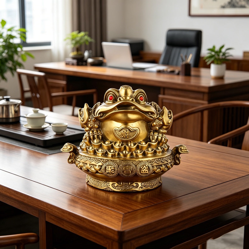 Golden Toad Fortune-Bringing Ornament, Three-Legged Toad, Golden Cicada, Living Room, Office, Cashier Counter Decoration, Opening Ceremony, Housewarming Gift