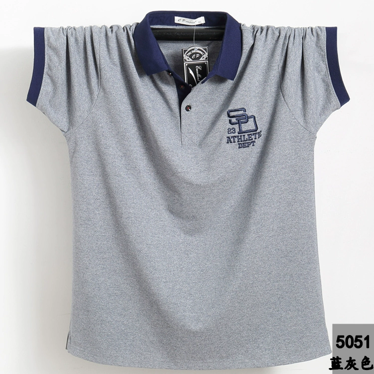 Mùa hè 2019 chất béo thủy thủ kinh doanh áo thun cotton ngắn tay áo thun cộng với phân bón XL Paul áo sơ mi nam chất béo - Polo áo phông nam có cổ