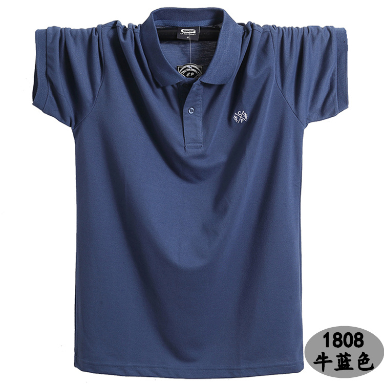 Chất béo cotton nam kinh doanh cộng với phân bón XL ve áo Polo áo thun tay ngắn màu mỡ Áo sơ mi Paul mùa hè áo polo đỏ