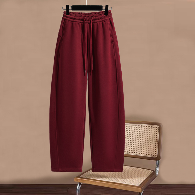 Straight-Leg Curved Hem Sweatpants for Women, Spring and Autumn Thin Style, Loose Fit for Pear-Shaped Body, Casual High-Waisted Joggers, Petite Pants, Trendy Straight-Leg Curved Hem Sweatpants for Women, Spring and Autumn Thin Style, Loose Fit for Pear-Shaped Body, Casual High-Waisted Joggers, Petite Pants, Trendy