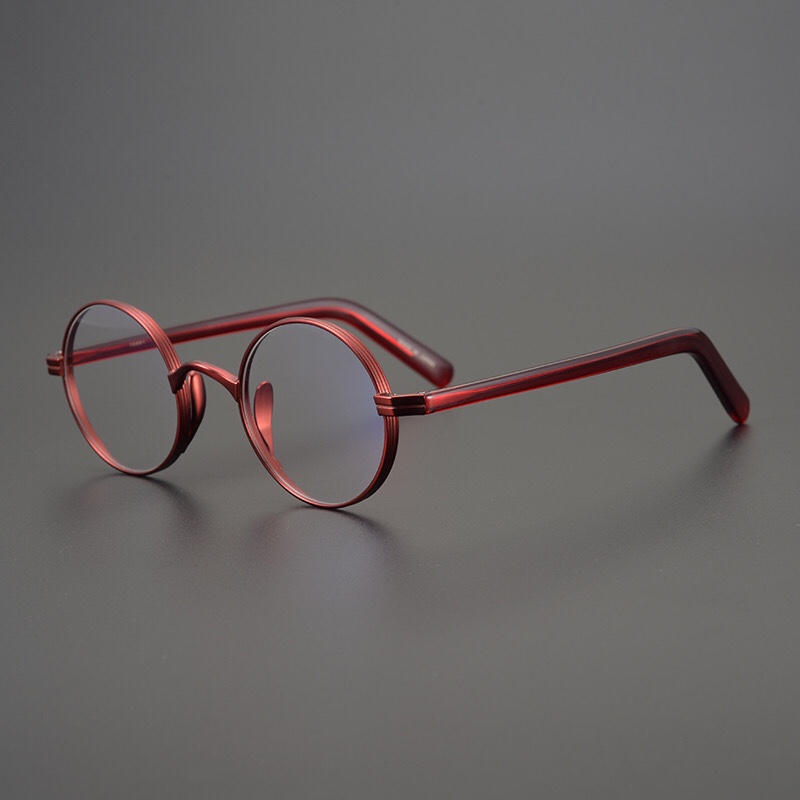Japan Artisanal Small Round Frame Retro Glasses Ultra Light Size Face Can Be Matched Pure Titanium Men And Women Slim Myopia Prevention Blue Light Blue Light